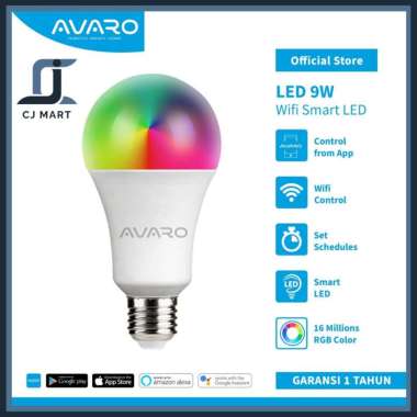 AVARO Wifi Smart LED Bulb 9W RGBWW + Wifi Bohlam Lampu Pintar Home Automation Wifi