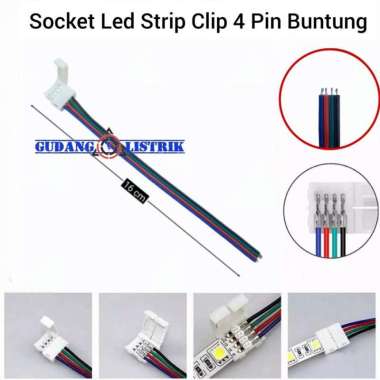 Socket Kabel Connector Led Strip Clip Buntung 3528 5050 4 Pin Clip