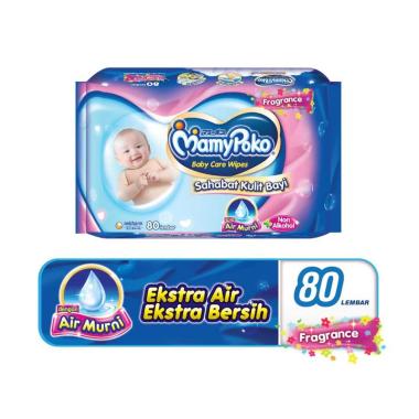 Promo Harga Mamy Poko Baby Wipes Reguler - Fragrance 80 pcs - Blibli