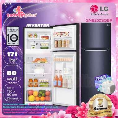 PROMO KULKAS LG 2PINTU GN200SQBB INVERTER Hitam