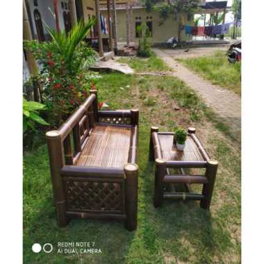 kursi meja teras taman bahan bambu hitam