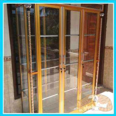 Lemari Pakaian / Baju Pintu 3 Full Kaca Bahan Alumunium