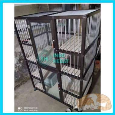 Kandang Kucing Pintu 2 Tingkat - Rumah Kucing Bahan Alumunium Murah