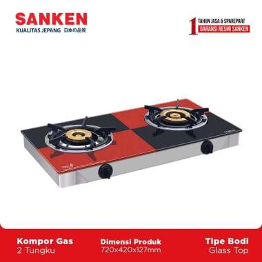 SANKEN KOMPOR GAS KACA 2TUNGKU SG-388FS