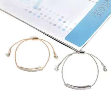 Simple Bracelet Crystal Bar Cuff Chain Gelang Simple Model Korea Silver