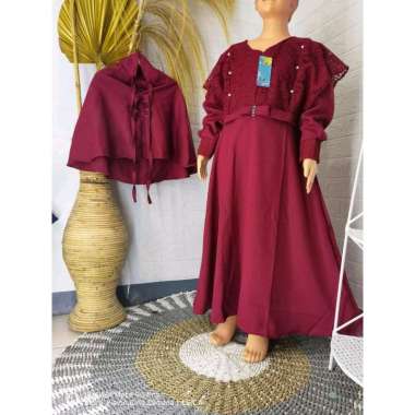 gamis anak terbaru brukat nadine dress set kerudung umur 4-12 tahun gamis pesta anak baju muslim ana