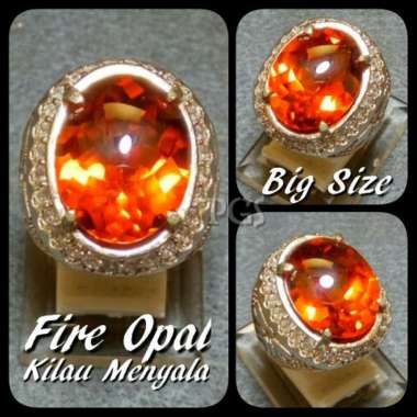 CINCIN BATU AKIK PERMATA FIRE OPAL LUSTER API MENYALA BIG SIZE DAN TERMURAH !!! RING 8