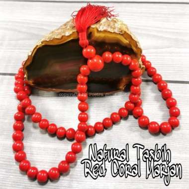 Tasbih  Natural Alam Batu Marjan Red Coral 99 Butir Asli Dijamin