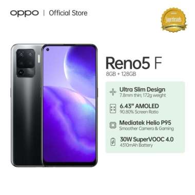 OPPO Reno5 F Smartphone 8GB/128GB (Garansi Resmi) - Hitam