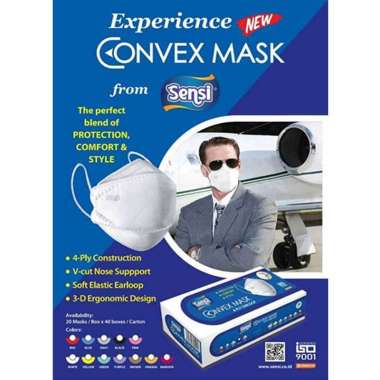 Masker Sensi Convex 4ply Earloop 4D Green/Hijau (20 pcs)
