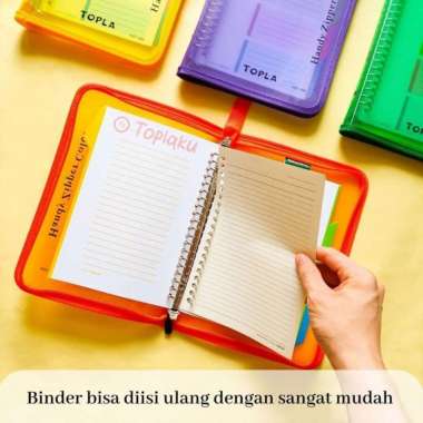 TOPLA COLOR ZIPPER BINDER NOTE MAP WARNA BUKU FILE RESLETING A5 B5 A5