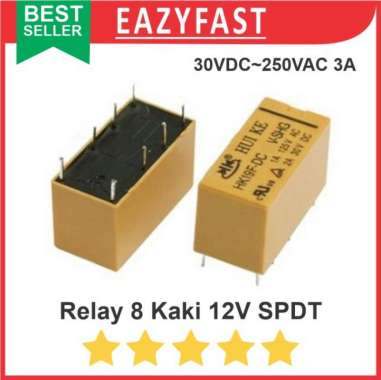 Relay 8 Kaki Pin DC 12V 12 V Volt SPDT Mini 30V 3A 250VAC