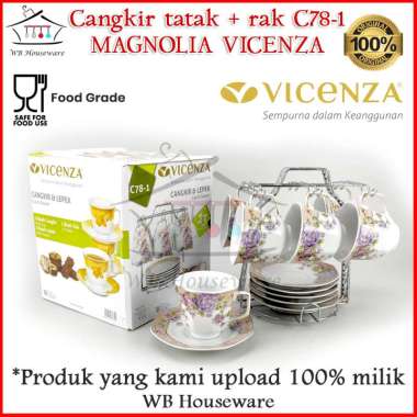 Vicenza Tea Set Cangkir Set Segi Delapan CA78 Original motif eternity - magnolia