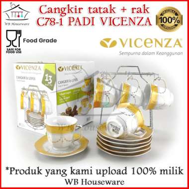 Vicenza Tea Set Cangkir Set Segi Delapan CA78 Original motif eternity - padi