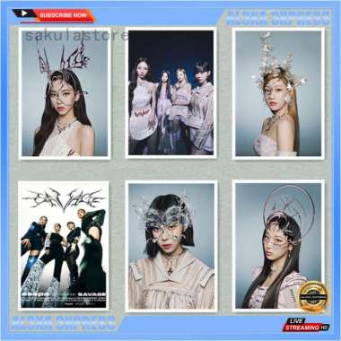 2Pcs Set Poster Album Kpop Aespa Savage Dekorasi Dinding-All