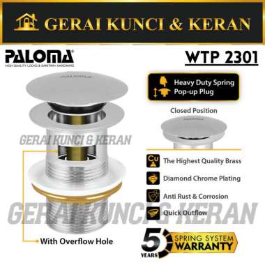 PALOMA WTP 2301 Avur Afur Lubang Pembuangan Air Wastafel Sink ( WITH OVERFLOW )