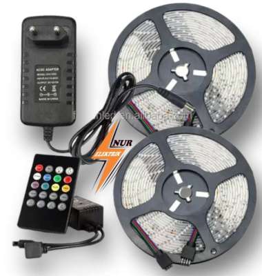Paket Lampu Sensor Musik 24 Tombol Led strip RGB 5050 10 Meter IP44 IP33 - Dinding - Rumah - Ruangan