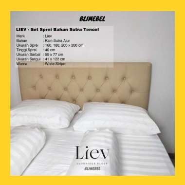 Set Paket Sprei King Koil /Kingkoil + Sarbal + Sargul Sutra Jacquard White Strip 160 x 200