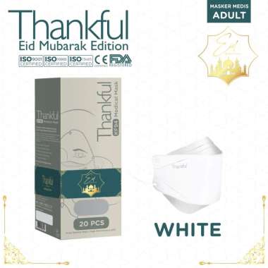 THANKFUL KF94 Earloop Medical Face Mask - Edisi Eid Mubarak White