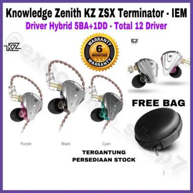 Earphone Knowledge Zenith KZ -ZSX Terminator Hybrid IEM 5BA + 1DD Purple