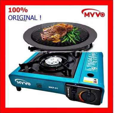 Myvo Paket Barbeque/BBQ Set Kompor Portable Tas + BBQ Grill plate