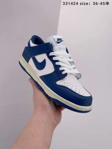 nike dunk low navy and white