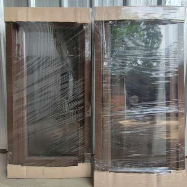 Jendela Aluminium Jungkit Casement Awning Premium Minimlais Coklat