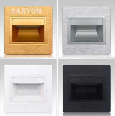 Lampu LED Tangga Hitam - Putih - Gold - White - Pilar In wall plus Box dinding Minimalis Tanam Step 
