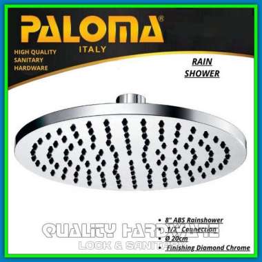 Shower Head Paloma QHRSP 1132 8" inch Bulat Rain Shower ABS Warna Chrome / Head Shower Murah Berkual