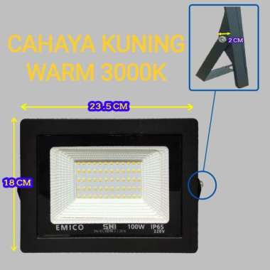 EMICO Lampu sorot led 100w lampu led flood light 100 watt KUNING WW 3000K