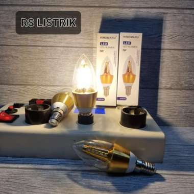 hinomaru Lampu LED Candle 5w 5 watt e14 KUNING filamen 3000k WW