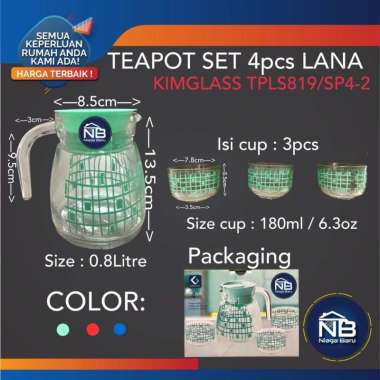 Teko set 4 in 1 Pitcher set tea pot kaca kado kimglass Lana
