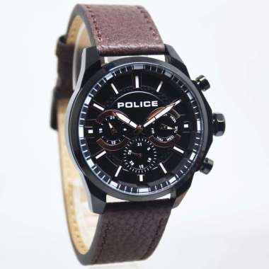 Police PEWJF2204204 Sport Jam Tangan Pria Leather Strap Black brown
