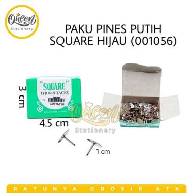 10 KOTAK PAKU PINES PUTIH SQUARE HIJAU / PAKU PAYUNG / THUMB TACKS (001056) 001056