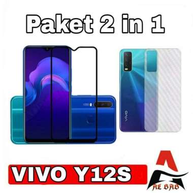 Tempered Glass VIVO Y12S Full List Hitam Bonus Garskin VIVO Y12S