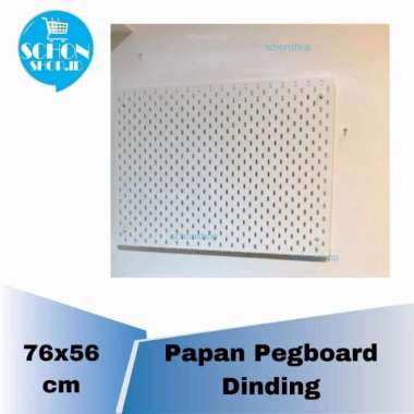 Pegboard 76X56Cm Rak Papan Dinding Pegboard Berlubang Motif Kayu/Putih Multicolor