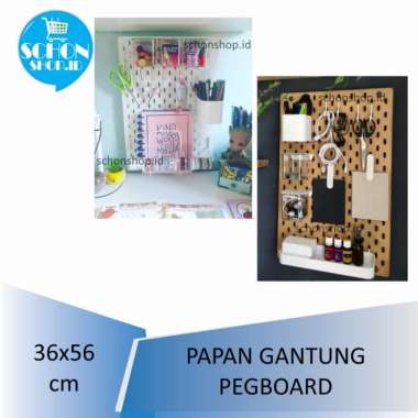 Rak Papan Dinding Papan Gantung Berlubang Pegboard Putih / Motif Kayu Multicolor