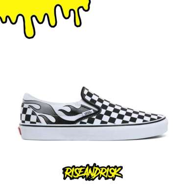 black and white checkered flame vans