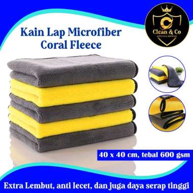 Kain Lap Microfiber Kualitas Premium dengan Daya Serap Tinggi Bahan Coral Fleece ukuran 40x40 tebal