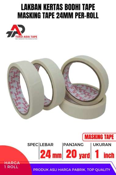 MASKING TAPE / LAKBAN KERTAS 24MM X 20YARD BODHI TAPE ROLL PUTIH