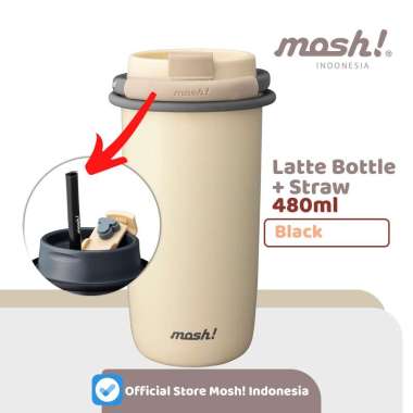 Mosh Straw Latte Tumbler - Botol Minum Stainless Steel 480ML - IVORY