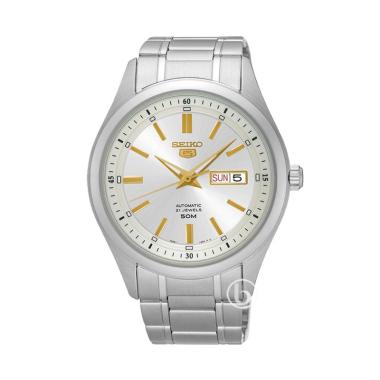 SEIKO 5 SNKN.87-K1 Analog Automatic 21 Jewels Original Jam Tangan Pria Silver Gold