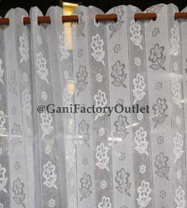 Vitrage Gorden Vertical Blind Tinggi 60 cm x Lebar 180 cm Motif Klasik Vintage jadul Kode 2526 Cream
