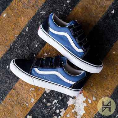 velcro vans blue and black