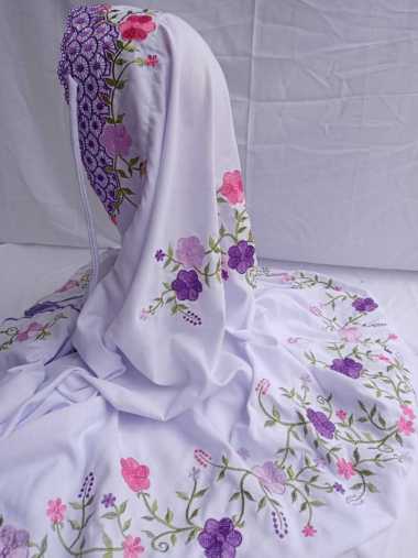 Khadijah Mukena Dewasa Katun Motif Bordir Bunga Hitam