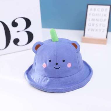 Topi ANAK BUNDAR BASIN FISHERMAN HAT CAP KIDS UNIVERSAL Dino Bear UNTUK 6 bulan- 2 tahun Bear Biru