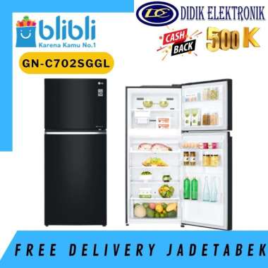 LG Kulkas 2 Pintu GN-C702SGGL Hitam - 547L