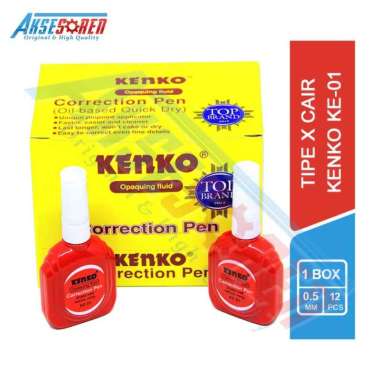 Tip Ex Cair Kenko [KE-01/12 pcs] / Correction Pen Pulpen / Tape X Cair Pulpen 1 Box / Tipe x Kenko 1