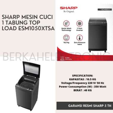 SHARP MESIN CUCI 1 TABUNG TOP LOAD 10,5KG ESM1050XTSA