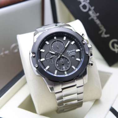 JAM TANGAN PRIA ALEXANDRE CHRISTIE AC 6583 AC6583 STAINLESS ORIGINAL SILVER BLACK